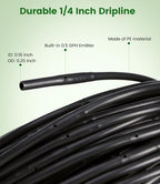 250FT Drip Irrigation Tubing Kit with 1/2 Irrigation tubing, 1/4 inch Dripline, and Irrigation Parts for Garden, Raised Beds, and Greenhouse Watering - Image 6