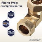 LTWFITTING 7/8-Inch OD Compression Tee,Brass Compression Fitting(Pack of 3) - Image 3