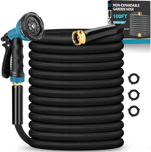 Garden Hose 100FT, Non-Expanding Water Hose With 10-Function Nozzle by ToolasinGardenHose