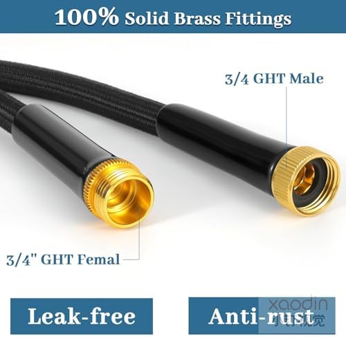 Non-Expandable Garden Hose 30 ft Kink Free Flexible Water Hose with 10-Pattern Spray Nozzle, 3/4" Brass Connectors,Leak Proof,Abrasion Resistant Hose for Lawn, Yard, Car Washing, and Outdoor Use - Image 2