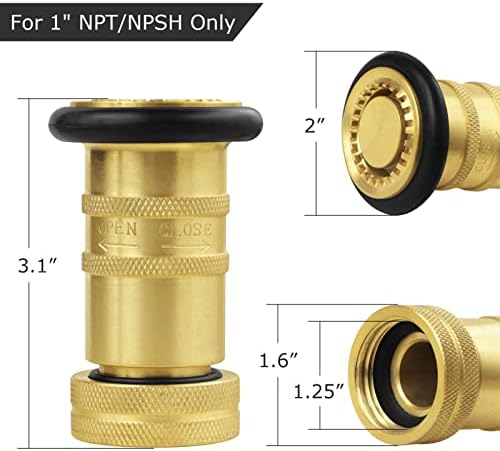 Fire Hose Nozzle 1" NPSH/NPT Fire Fighter Hose Nozzle 100 psi 75 gpm - Image 2