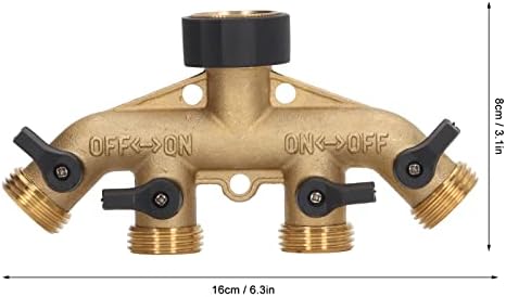 4 Way Water Splitter, Brass Ball Valve Distributor, Water Hose Manifold, for Garden Watering Agricultural Irrigation Car Washing - Image 2
