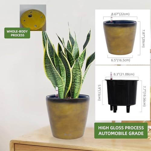 Dexceder 9x8 Self Watering Planter (Yellow Brown Gradient) - Image 3