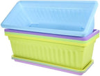 4 Pack Rectangular Window Box Planters with Tray and Drainage by WRITWAA