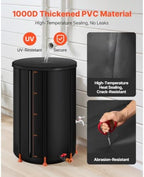 100 Gallon Rain Barrel, Collapsible Rainwater Collection Barrel, Portable Water Storage Tank with Spigot & Overflow Kit, 1000D PVC Rainwater Harvesting Tank for Garden, Lawn & Outdoor Use, Black - Image 3
