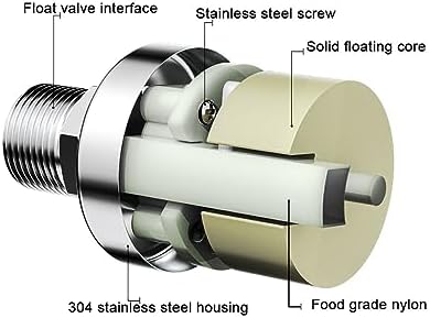 304 Stainless Steel Float Valve, 1/2" 3/4" 1" Auto Shut Off Mini Float Valve+Fixing Clamp, Stainless Steel Fully Automatic Water Level Control Float Valve, With Narrow Edge Clamp (Size : 1 inch) - Image 7