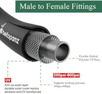 Beitopamz 200 ft Garden Hose, 5/8 in Heavy Duty Water Hose, Flexible and Durable, Lightweight Rubber Hybrid Hose, Leak-Free Connections, Male to Female 3/4'' Brass Fittings for Patio, Lawn, Black - Image 2