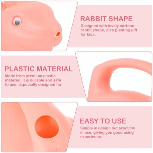 Garneck Rabbit Watering can for Kids 1.2L Plastic Garden Water Sprinkler Cute Bunny Shape Small Indoor Outdoor Plant Pot for Children - Image 6