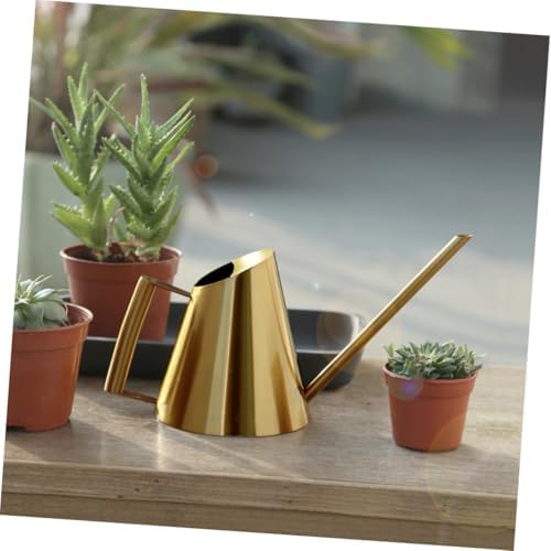 400ml Stainless Steel Watering Can for Indoor Plants, Golden - Image 2