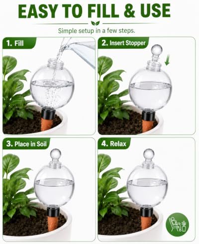 2 Pack Extra Large Plant Self Watering Globes, 26oz Automatic Waterer Bulbs - Image 4