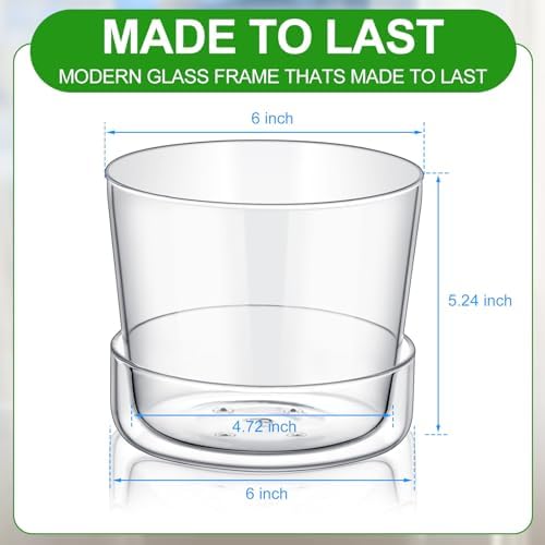 2 Sets 6 Inch Glass Planter with Drainage Hole and Tray Indoor Clear Plant Pots with Saucer Modern Decorative Orchid Glass Pot for Outdoor Flower Plants - Image 2
