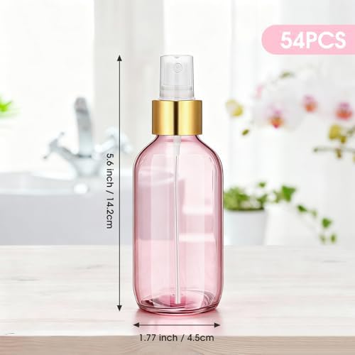 54 Pack 4 oz Small Glass Spray Bottles, Pink Refillable Fine Mist Bottles for Essential Oils, Cleaning Solutions, Perfume, Travel Size Liquid Containers - Image 2