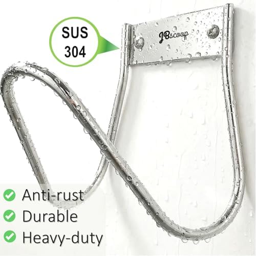 JBscoop Garden Hose Holder Stainless Steel Small Wall Mount Garden Hose Hook, Ideal for Water, Air, Hydraulic Hose, Ropes, Extension Cords Heavy Duty & Rust Proof Set of 2 - Image 5