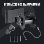 Active Hose Reel for Pressure Washer Hoses with 3/8” Female QC Adapter, 100ft Pressure Washer Hoses (3/8” or 5/16”). Included 2 ft jumper hose & M22-14mm adapter, 16” stud spacing mounting bracket - Image 3