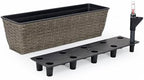 2-Pack Self-Watering Planter - Hand Woven Wicker - Rectangular - Dark Gray - Image 3