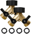 Garden Hose Splitter 2 Way, Y Heavy Duty Brass Connector Tap Splitter, Brass Garden Hose Adapter with 2 Extra Rubber Washers, Outdoor Hose Splitter, Zero Leaks, Connectors & Accessories, 2 Pack by Unknown