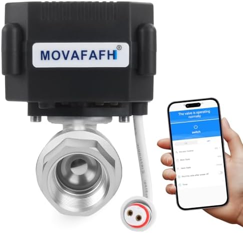 1" WiFi Smart Water Shutoff Valve - 5V DC Remote Control Timer, Stainless Steel, Mobile App Operation, NSF Certified, IP67 by movafaFH