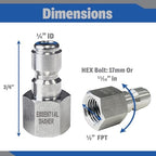 Essential Washer Stainless Steel ¼” Plug Female NPT | Pressure Washer Quick Connect Fittings | 5000 PSI | Set Of 6 - Image 2