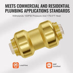 VEVOR Brass Pipe Fittings Push-Fit,Straight-Through,3/4" 12PCS - Image 5