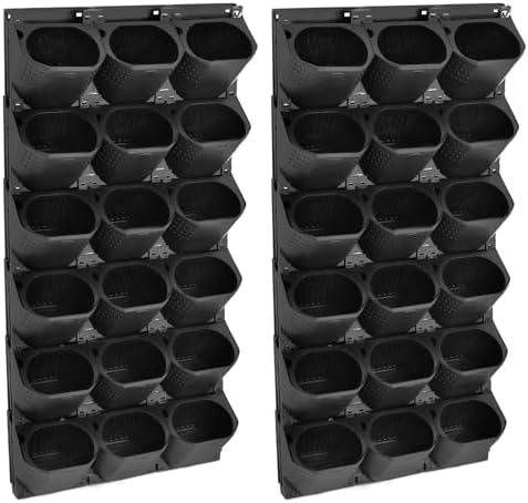36 Pots Vertical Garden Planter Self Watering Vertical Wall Planter Wall-Mounted Stackable Hanging Planters for Indoor/Outdoor (Black) - Image 4