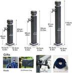 Freestanding Garden Water Column, Vertical Antifreeze Garden Water Column, Aluminum Alloy Outdoor Faucet, Water Column with Brass Tap, Hose Holder, 15m Telescopic Hose and Spray Gun(110cm/43in) - Image 2
