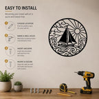 Sailboat with Sun Waves Metal Wall Art for Dining Room Decor with Detail - Image 5