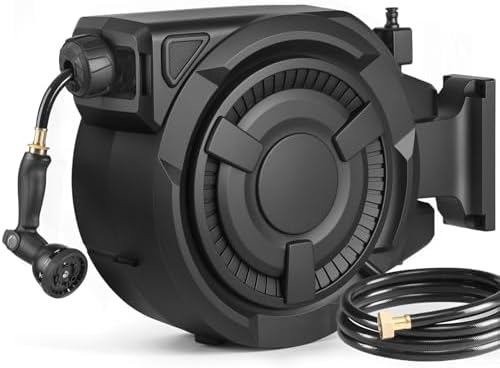wikiwiki Retractable Garden Hose Reel, 1/2" x 65FT, Auto Rewind Wall Mount by WikiwikiPatioUmbrellas