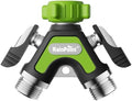 RAINPOINT Garden Hose Splitter 2 Way, All Metal Heavy Duty Water Hose Y Splitter With 2.05" Extra Long Side Handle & Shut Off Valves, 3/4 Inch GHT Thread Connector For Outdoor Spigot Faucet (Green,2) by RainPoint