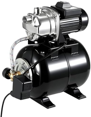 1HP Shallow Well Pump Tank Garden Water Pump Booster System, Pressurized Farm Irrigation, Automatic Water Booster Jet Pump or Home, Farm, Garden Irrigation & Water Transfer, Black by Unknown