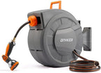 Retractable Garden Hose Reel, 1/2 inch x120 ft Water Hose Reel Wall Mounted, Any Length Lock, Slow Auto-Rewind, 180°Swivel Bracket & 10 Pattern Nozzle by DNYKER
