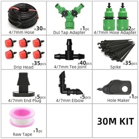 Ship Accessories 5-60M Plant Watering Set Watering Kits Adjustable Drippers for Irrigation Micro Garden Watering System Irrigation Accessories(30M35Pcs) - Image 2