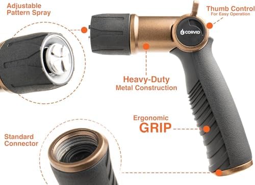 20-Pack Corvid Thumb Control Adjustable Nozzle - Heavy-Duty Metal, 1-Pattern Spray with Ergonomic Grip for Easy Water Flow Control, Ideal for Tough Cleaning and Watering Tasks like Car Washing,Garden - Image 3