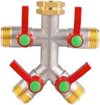 EJW Hose Splitter 4 Way, Garden Hose Splitters, Heavy Duty Faucet Splitter,Rv Brass Water Hose Y Splitter, Hose Connector, Spigot Splitter, Four Way Hose Manifold Valve 3/4 Inch GHT Thread. by Unknown
