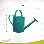 Headwind Aurora 2 Gallon Metal Watering Can, Large Watering Can Outdoor for Garden Plants, Brass Rose Shower Head, Vintage Embossed Galvanized Steel – Surf Blue - Image 2
