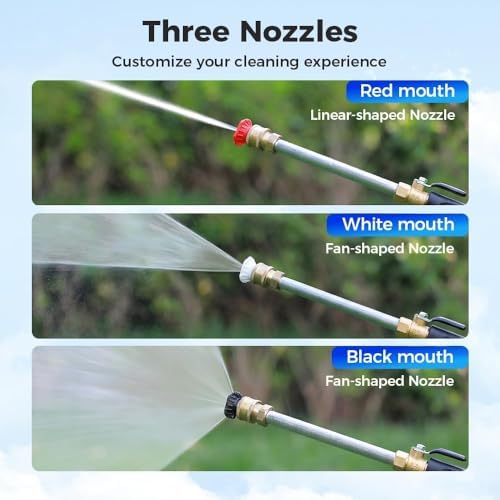 Jet Nozzle Power Washer, Includes 3 Pressure Nozzles and Quick Connectors, New Pressure Washer, Spray Nozzle for Garden Patio Outdoor Cleaning (Black 1 Pcs) - Image 2