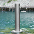 Stainless Steel Garden Water Column with Faucet, Floor Mounted Outdoor Fountain & Yard Hydrant Hose Stand for Lawns, Cleaning & Washing (Silver, 19.7 x 8.1 in) by Unknown