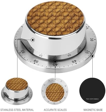 Mechanical Kitchen Timers for Cooking,A Leather Texture Printed 60 Minute Magnetic Countdown Timer,Cute Cooking Timers with Alarm,Stainless Steel Time Timer Manual No Batteries Required - Image 3