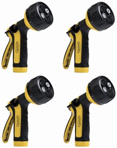 Green Thumb 6-Pattern Metal Hose Nozzle, Rear Trigger, Rubber Grip - Pack of (4) by Unknown