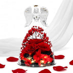 Preserved Real Flower Rose in Large Angel Figurine Glass Dome, LED Light Up Red Rose Gift for Mom, Valentines Day Gift for Mother, Romantic Keepsake for Home Decor - Image 6
