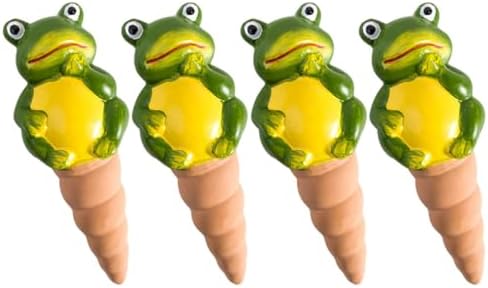 FRCOLOR 4pcs Frog Shape Terracotta Plant Watering Globes Self-Watering Spikes for Indoor and Outdoor Plants Automatic Ceramic Drip Irrigation Tool Set by FRCOLOR