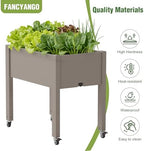 Elevated 26.3" Tall Raised Garden Bed with Wheels - Outdoor Mobile Resin Planter Box with Drainage Holes for Vegetables Flower Herbs, Weather Resistant, Medium Gray (26.3" h) - Image 7