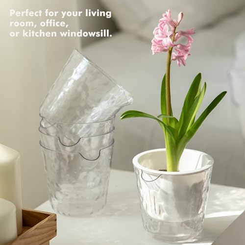 8.5 Inch Self Watering Plant Pots for Indoor Plants 6 Packs African Violet Pot, Self Watering Planters for Herb, Orchid, Devil's Ivy, Flower Houseplant Planters, Clear Plant Pots, White - Image 6