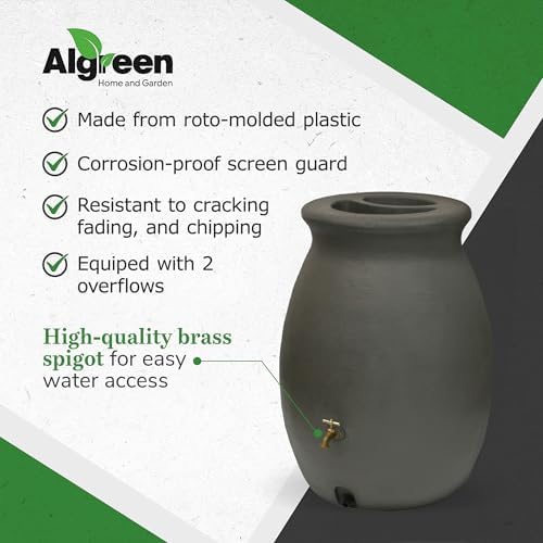 Algreen Products Castilla Rain Barrel 50-Gallon, Brownstone - Image 4