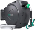 Retractable Garden Hose Reel - 1/2 in x 120 ft Automatic Wall Mount Heavy Duty Automatic Water Hose Reel with 9 Patterns Nozzle, Kink-Resistant Hose, 180° Swivel, Auto-Lock for Outdoor Watering by AQUAZILLA
