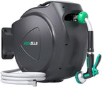Retractable Garden Hose Reel - 1/2 in x 120 ft Automatic Wall Mount Heavy Duty Automatic Water Hose Reel with 9 Patterns Nozzle, Kink-Resistant Hose, 180° Swivel, Auto-Lock for Outdoor Watering by AQUAZILLA
