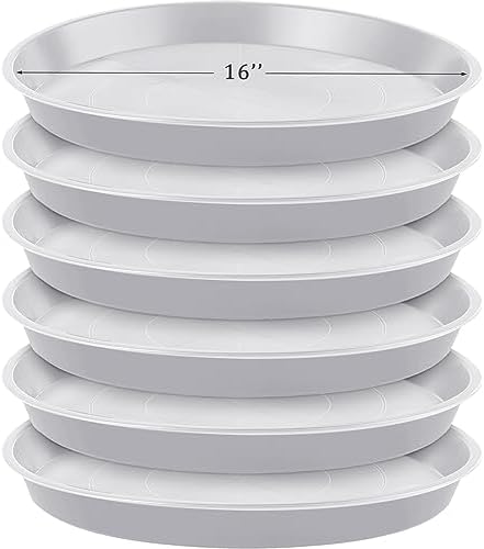 Eccliy 6 Pack Plastic Plant Saucer, Round, 16 Inch, White by Eccliy