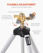 VEVOR Impact Sprinkler on Tripod Base, Heavy Duty Tripod Sprinklers with Brass Head & 3/4" Connector, 360 Degree Large Area Coverage Irrigation Sprinkler, Adjustable Heights for Yard Gray - Image 4