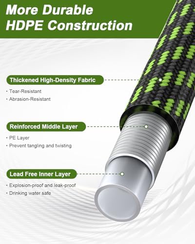Garden Hose, Flexible Ultra Lightweight Durable, Kink-Free Water Hose with 10 Function Sprayer - Non-Shrinking, Easy to Store, All-Weather, High-Pressure (50FT) - Image 3