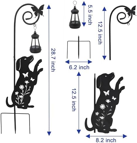 2 Pack Solar Cat Dog Lantern Garden Stakes 28.7in Metal Night Light - Image 5