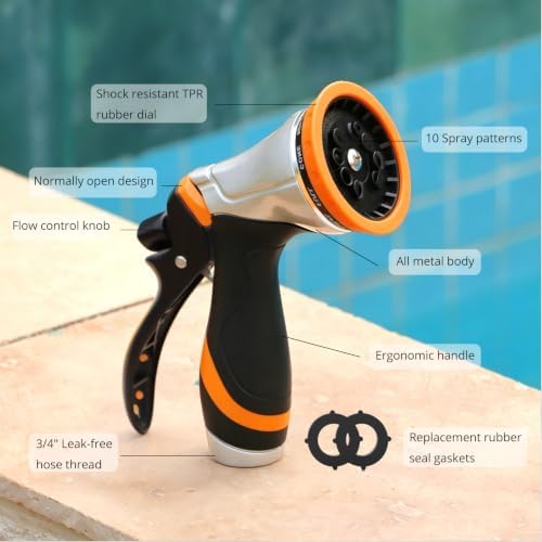 QUOBAS Metal Garden Hose Nozzle, Heavy Duty Water Hose Sprayer, Leak Proof - Image 3